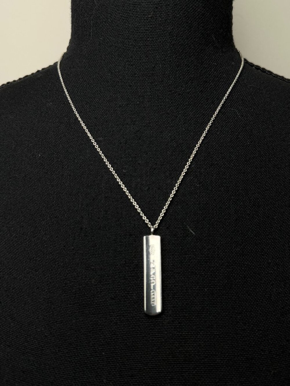 TIFFANY and CO 1837 Sterling Silver 925 18" Bar Pendant Necklace Vintage - Picture 4 of 13